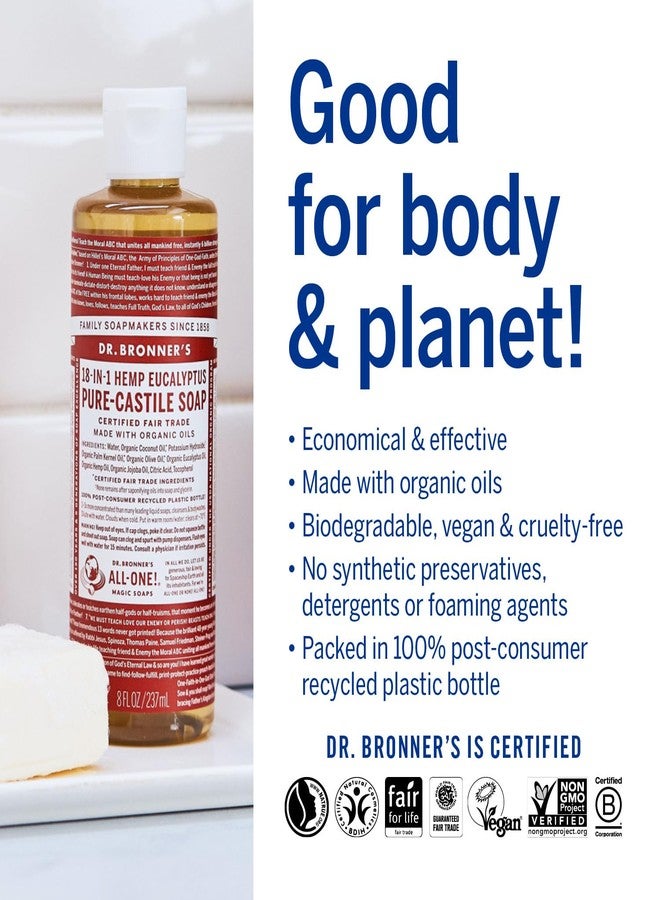 Dr. Bronner's Magic Soaps: Liquid Castile Soap, Eucalyptus 8 oz (3 pack) - Image 2